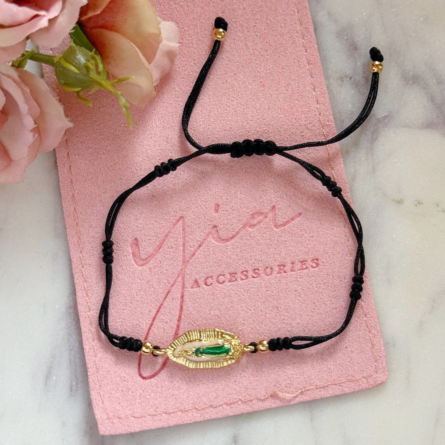 Protective Virgencita - Black String Bracelet