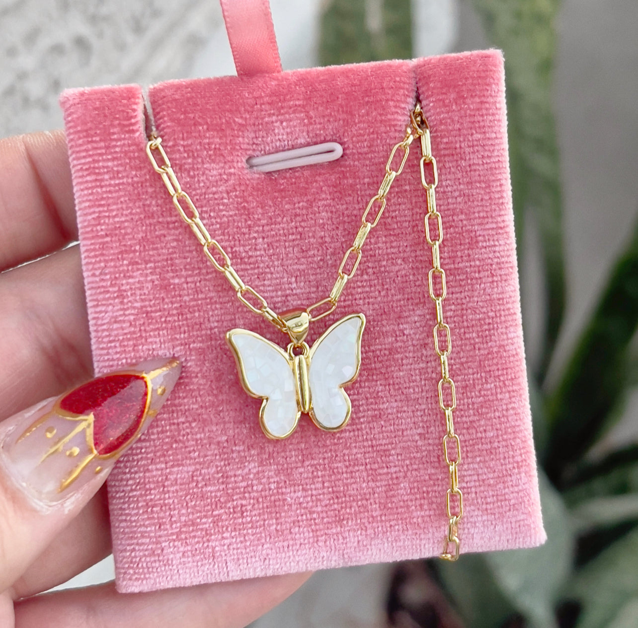 Opal Butterfly Necklace