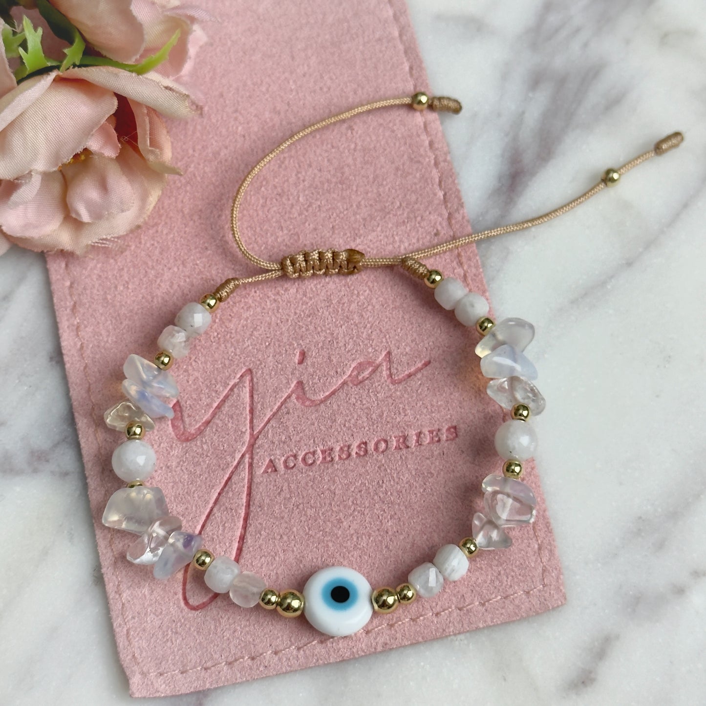 Divina Guardiana- Opal Moonstone Evil Eye Bracelet
