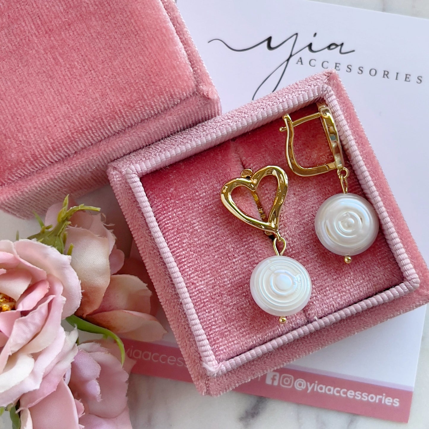 Pearl Heart drop earrings