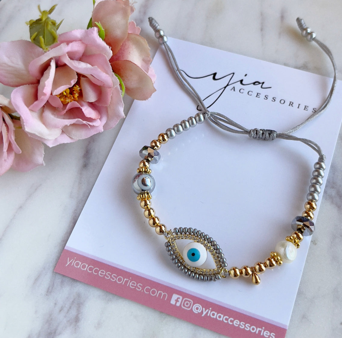 Silver White Evil Eye bracelet
