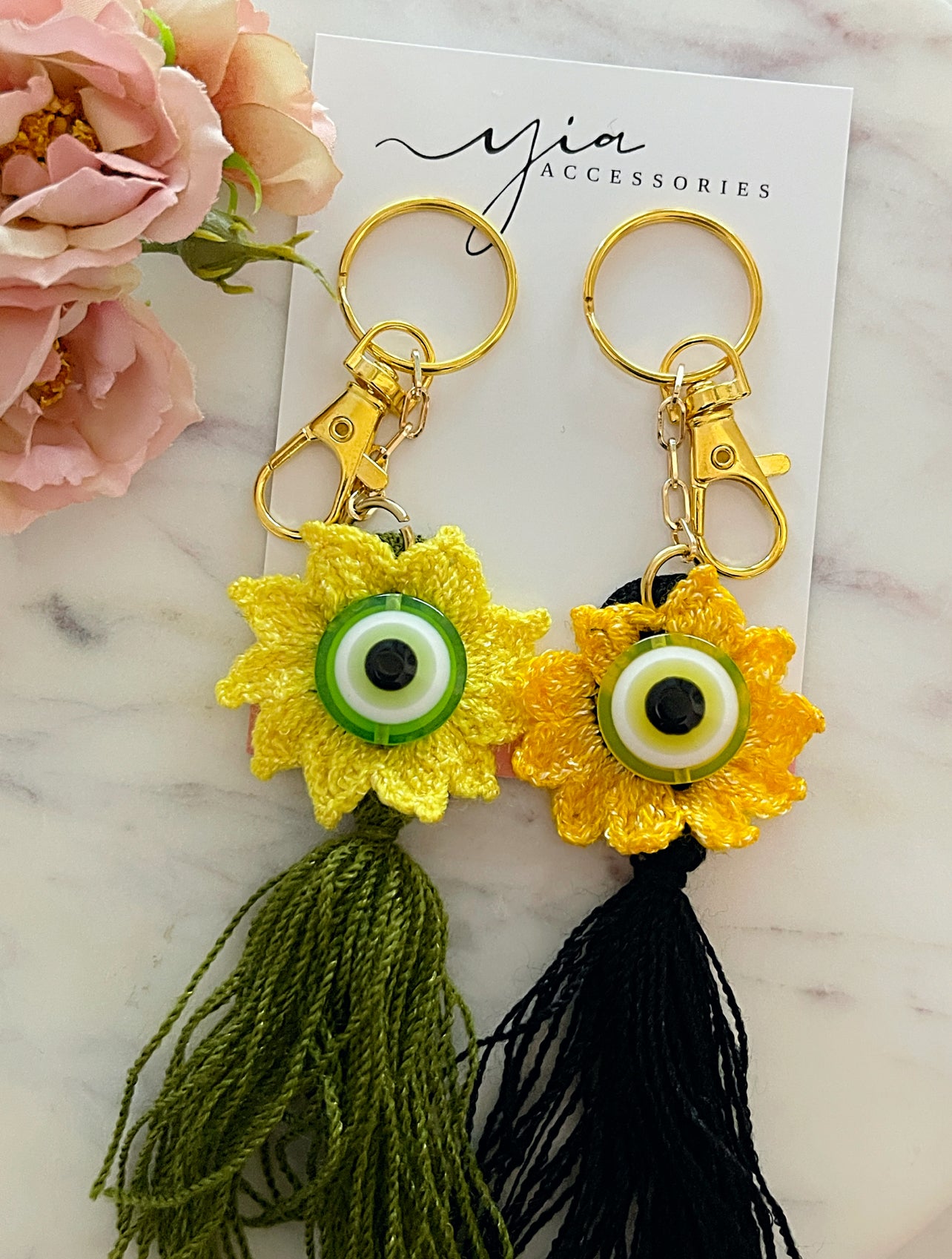 Crochet Evil Eye Keychain