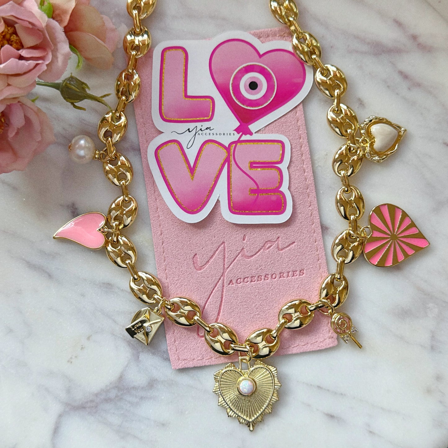 San Valentin Heart Charm Necklace