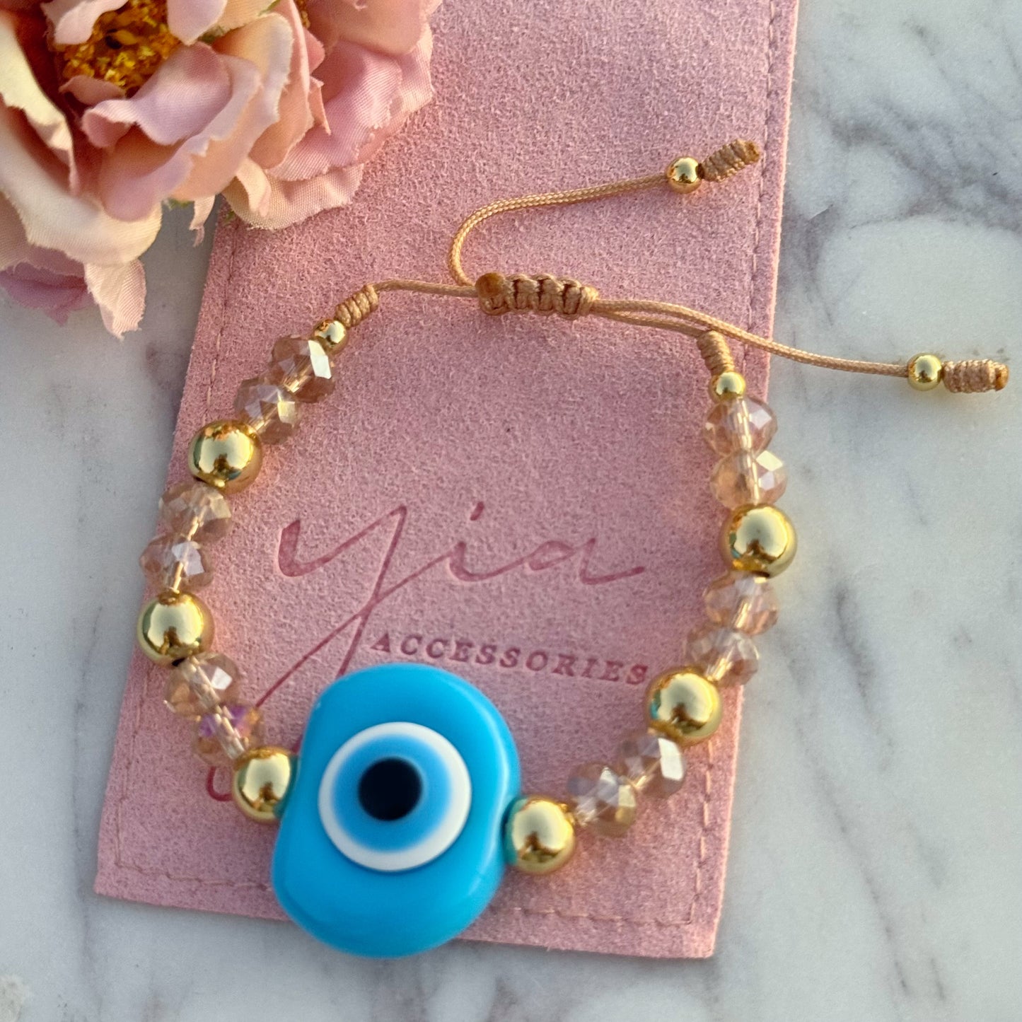 Bubble Heart Evil Eye Bracelet