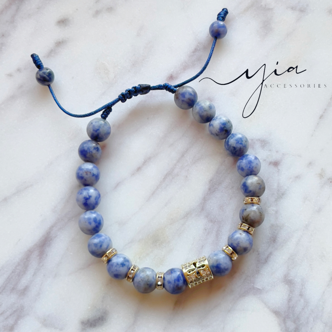 Mens Cross Natural Stone bracelet