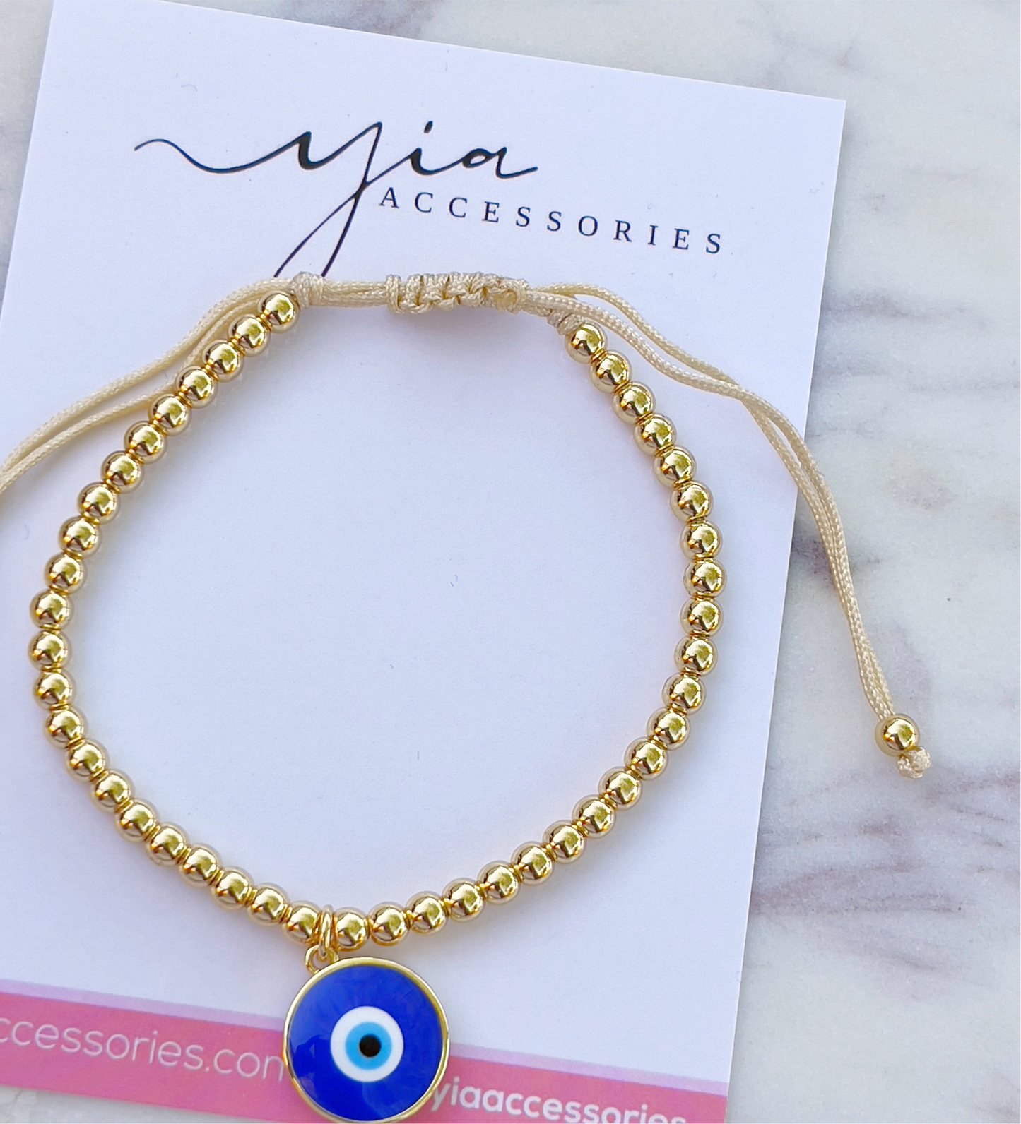Gold Bead Evil Eye bracelet