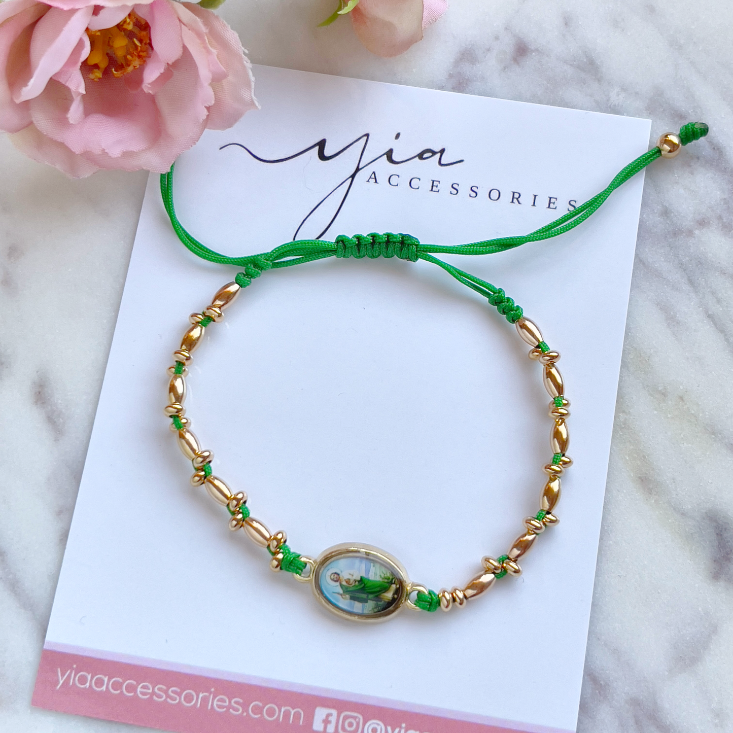 Green San Judas dainty bracelet