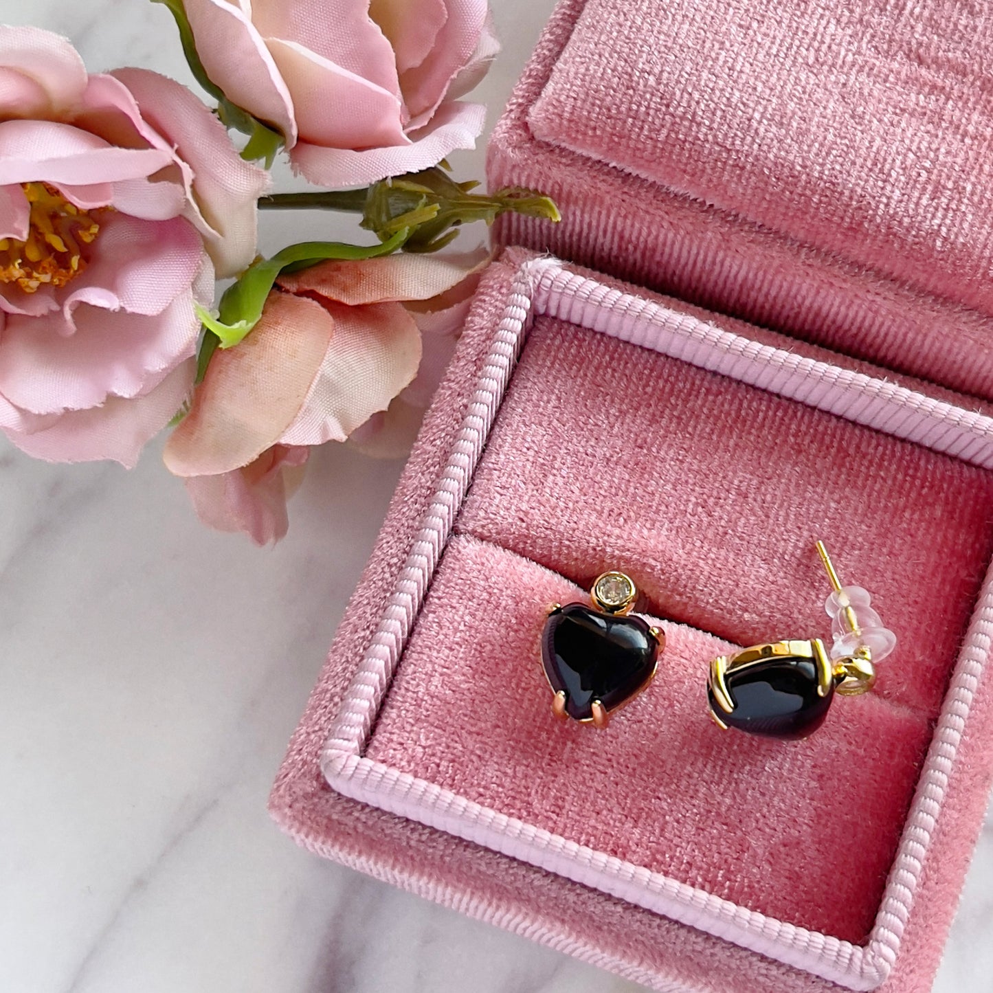 Natural Stone Heart Earrings