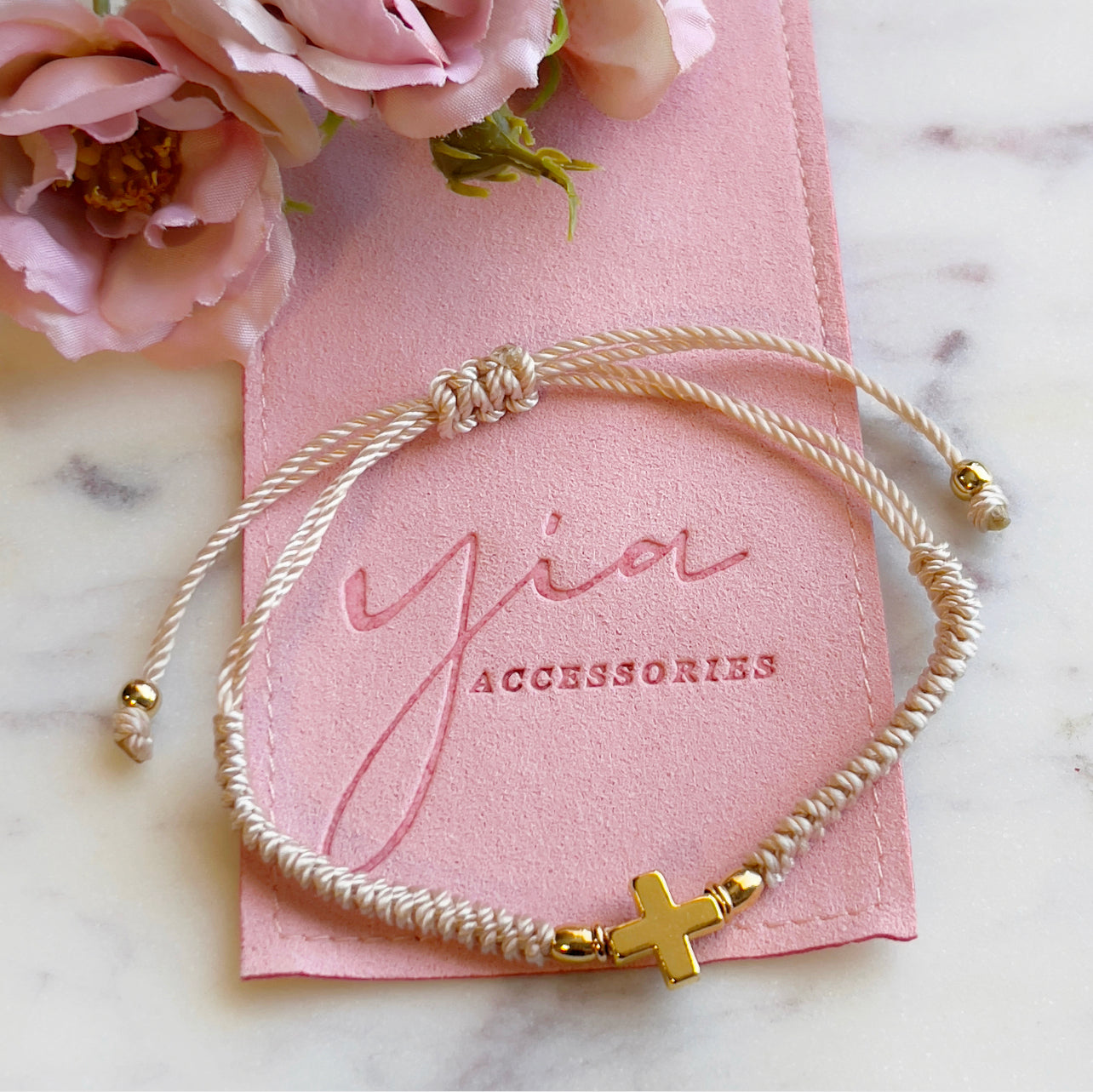 Beige Cross Bracelet