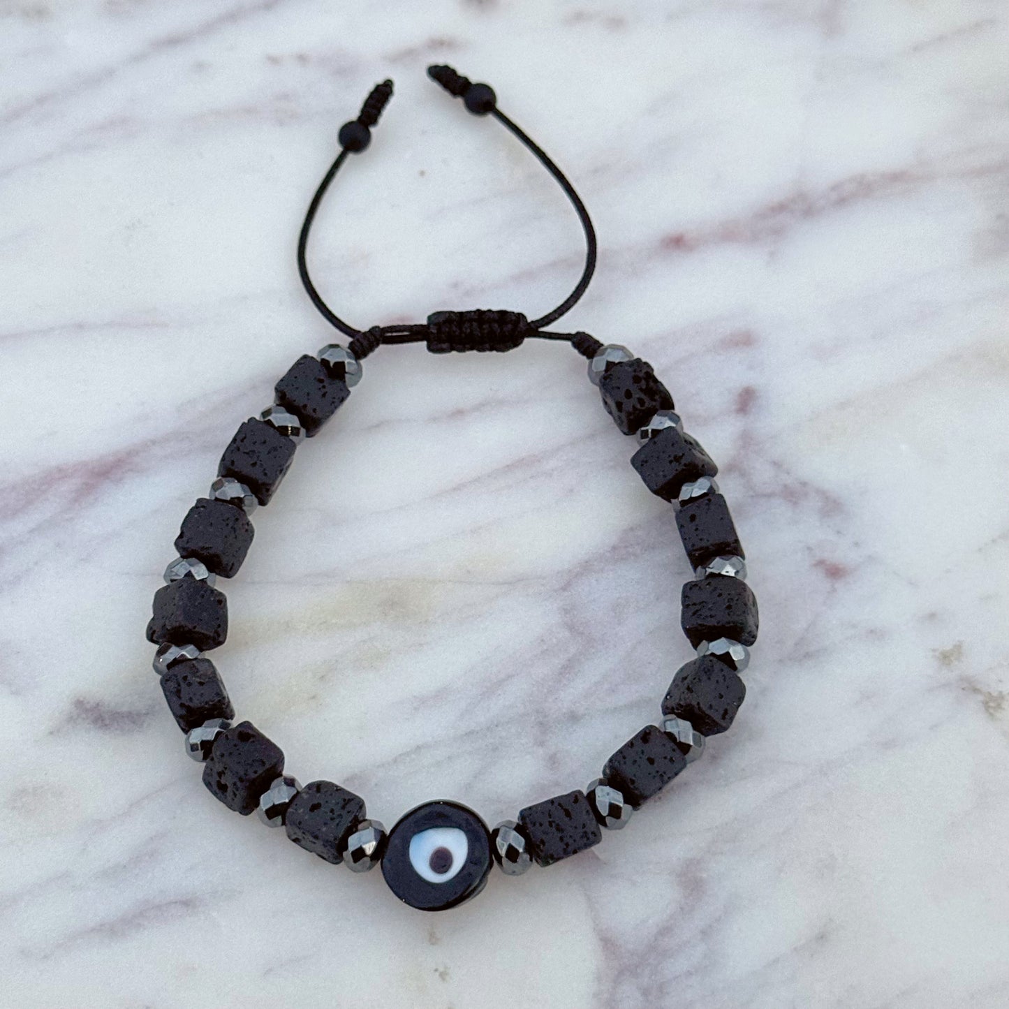 Mens Volcanic Stone Evil Eye bracelet