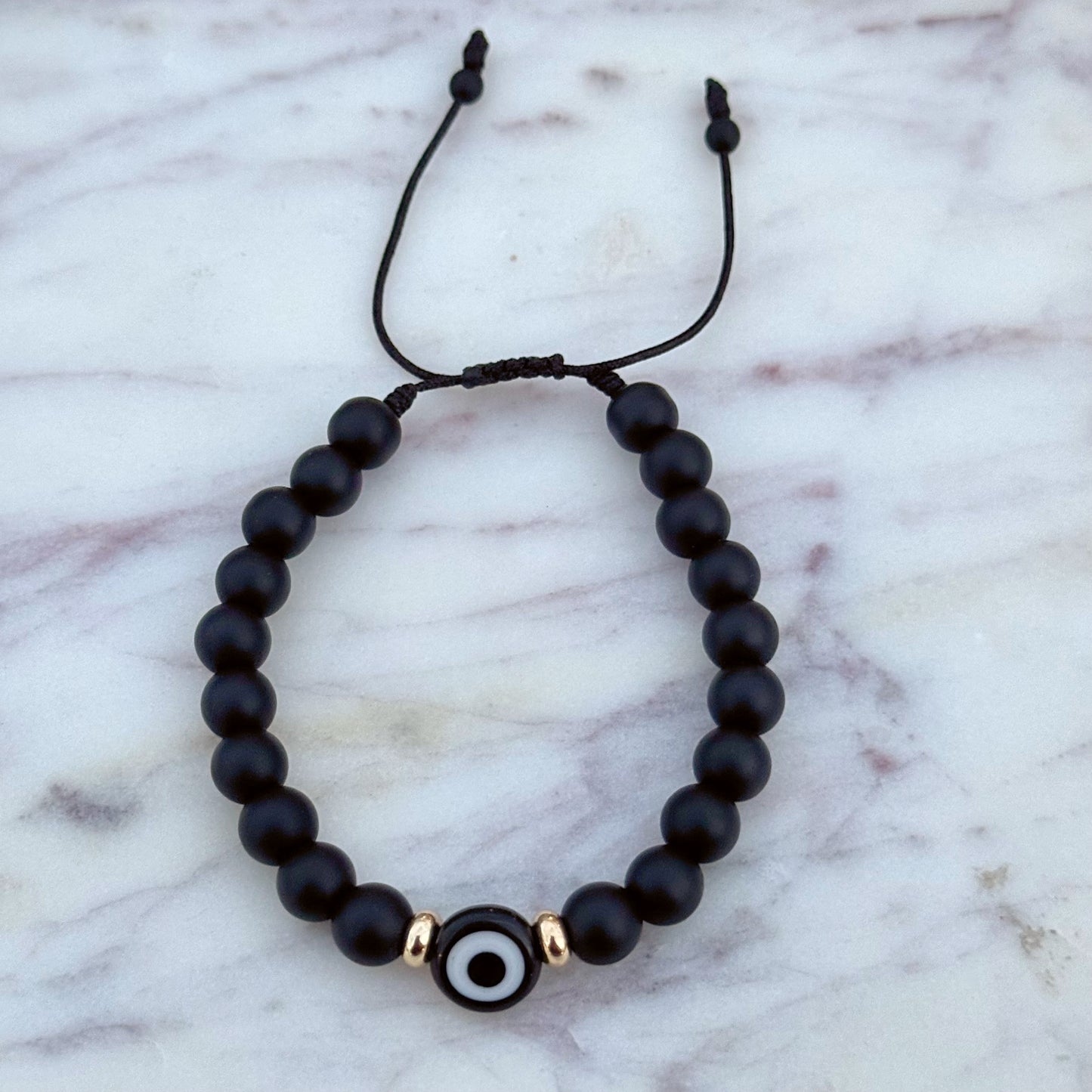 Mens Matte Evil Eye Beaded Bracelet