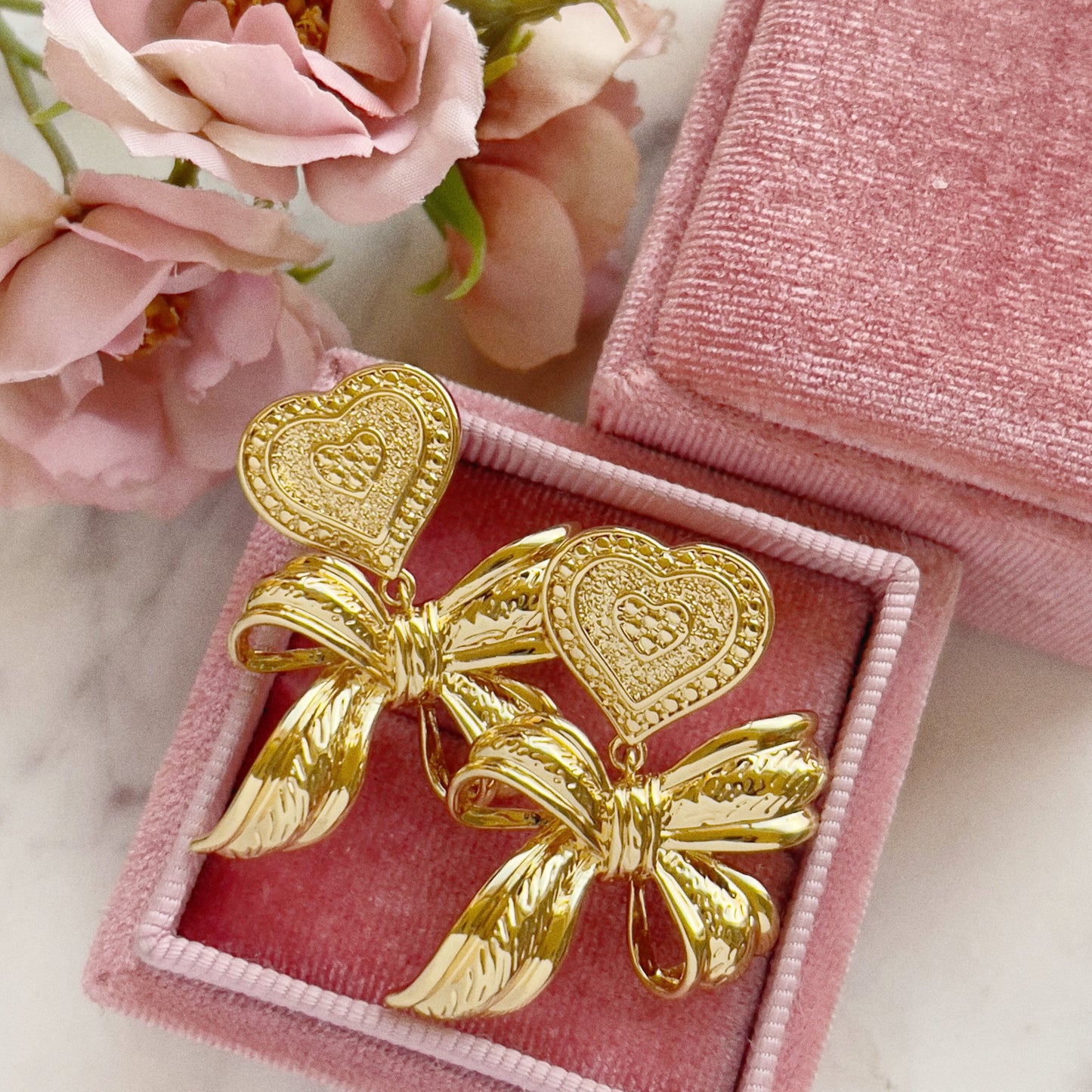 Chunky Bow Heart Earrings