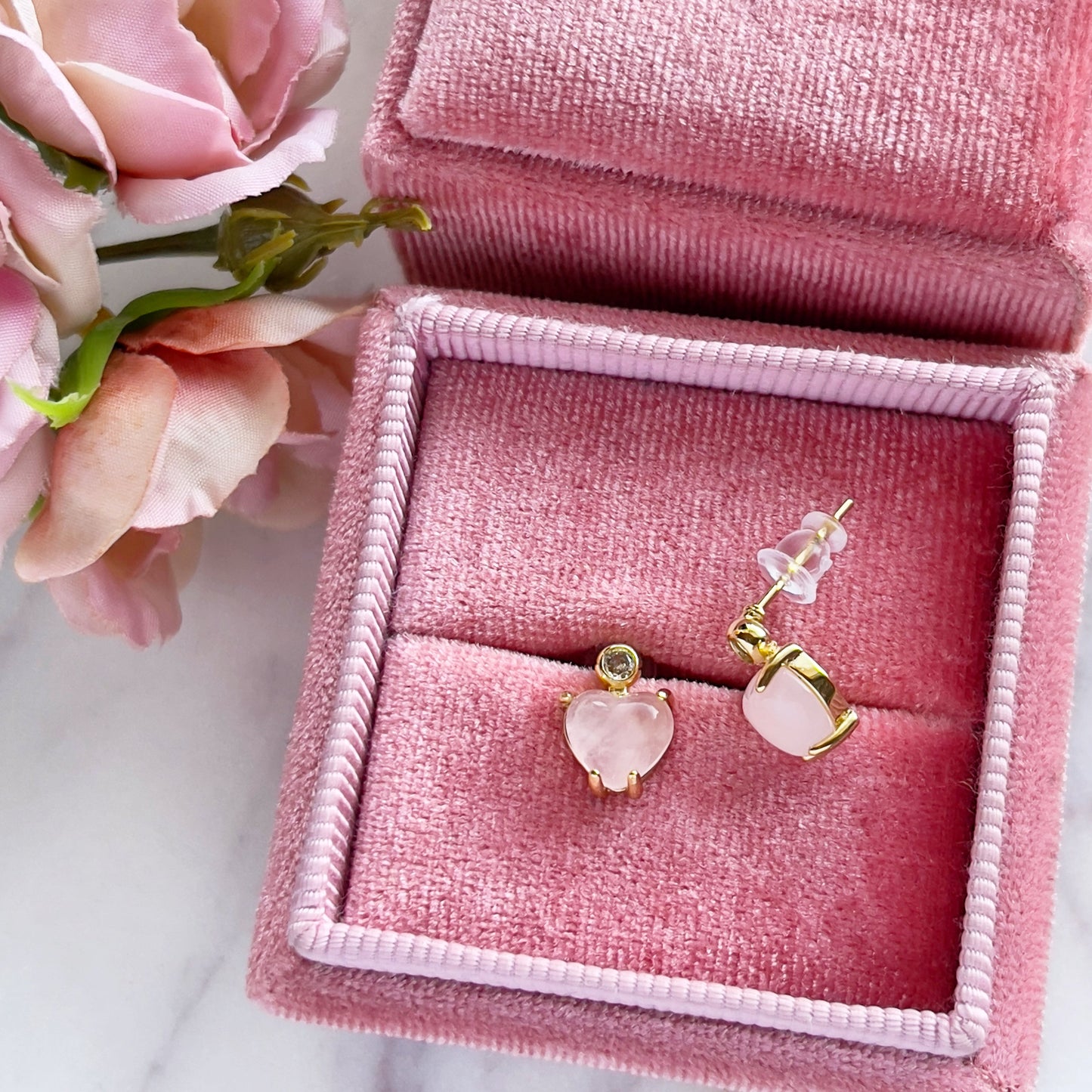 Natural Stone Heart Earrings