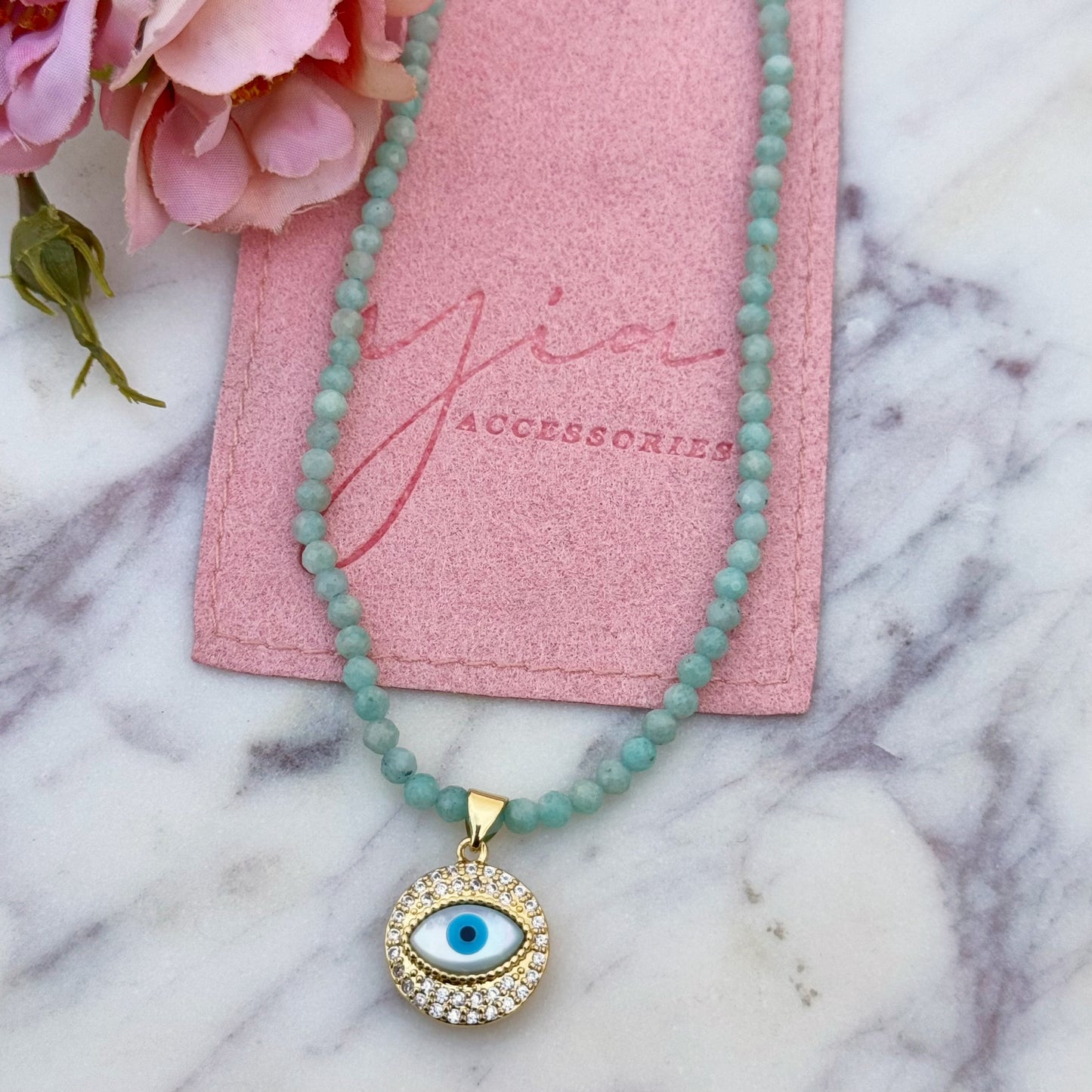 Amazonite Evil Eye Necklace