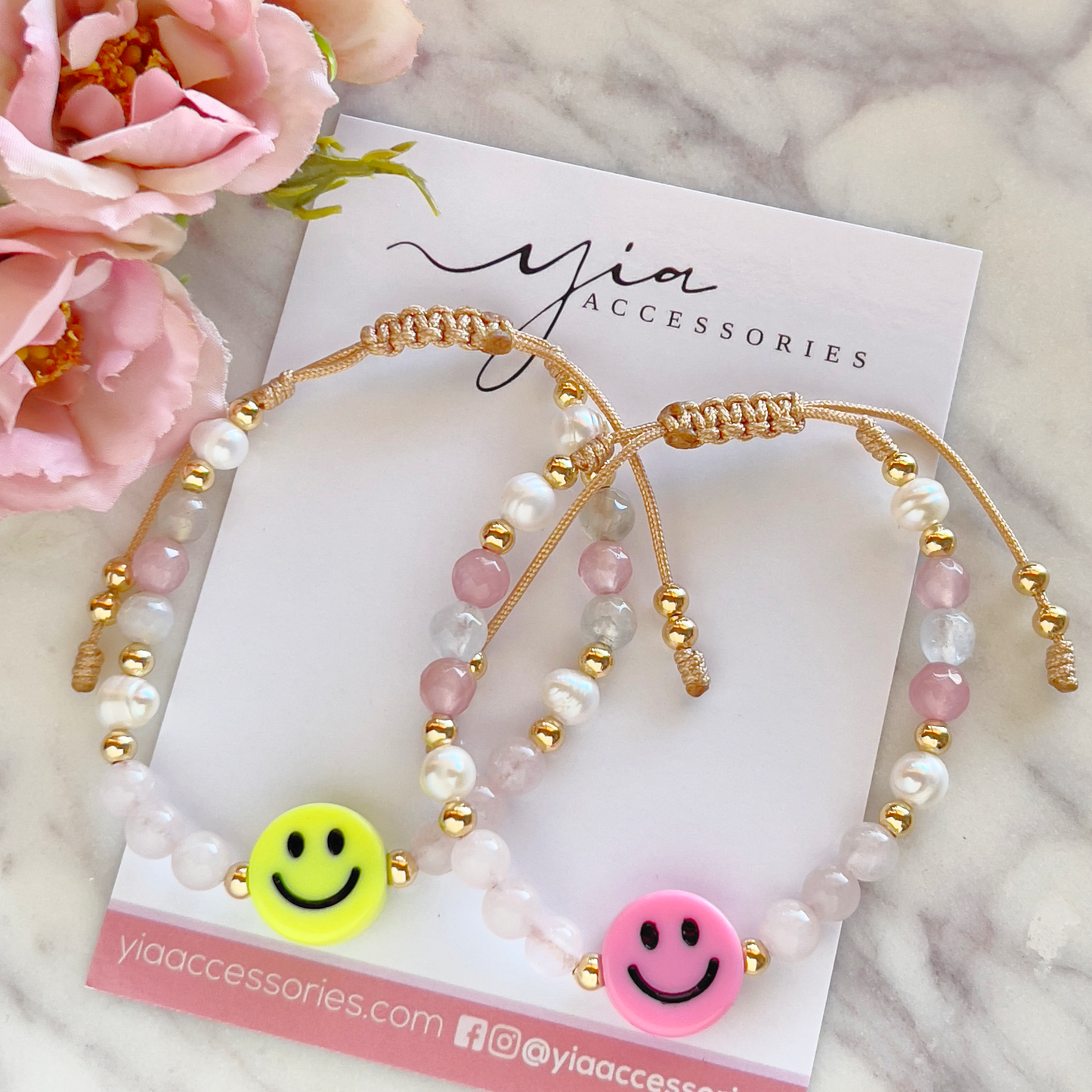 Summer Rose Quartz Adjustable Bracelet