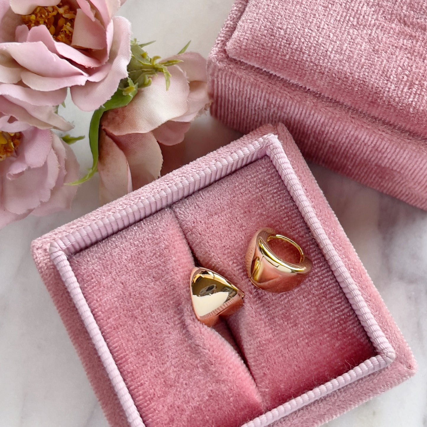 Dainty Dome Triangle Huggie Earrings