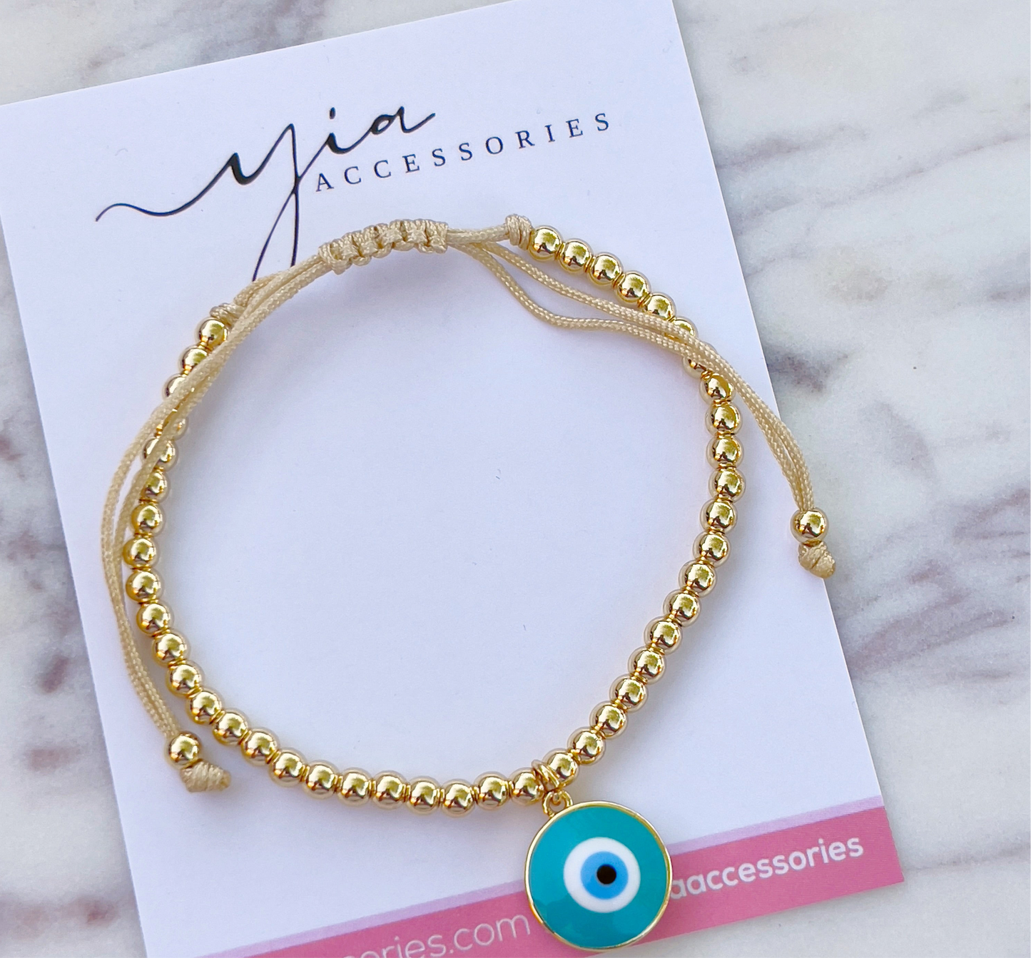 Gold Bead Evil Eye bracelet