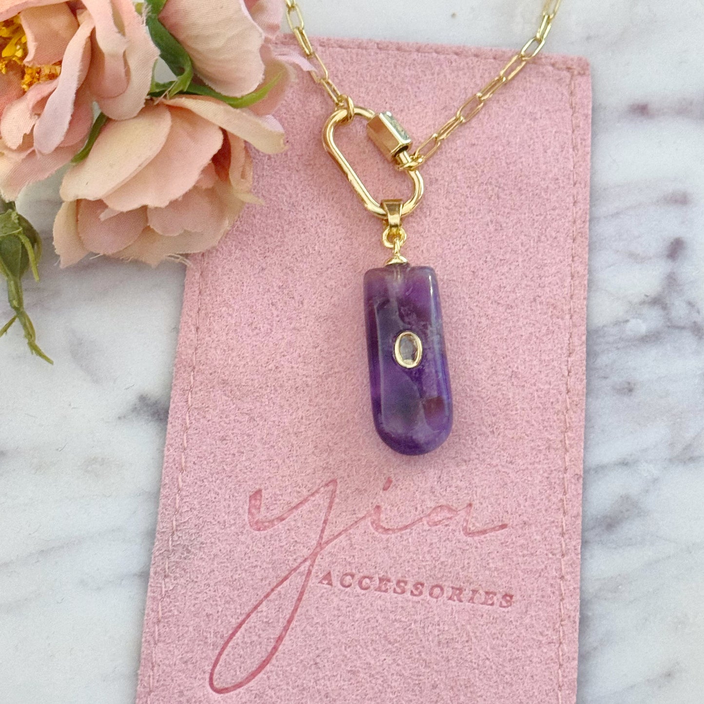 Amethyst Lock Necklace