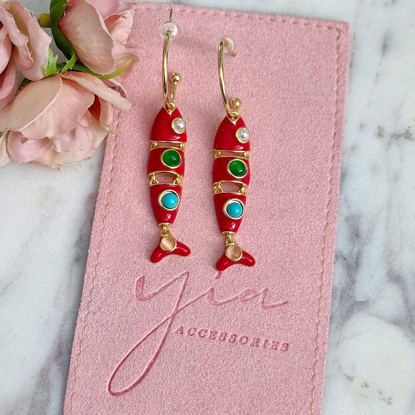 Red Pescado Earrings