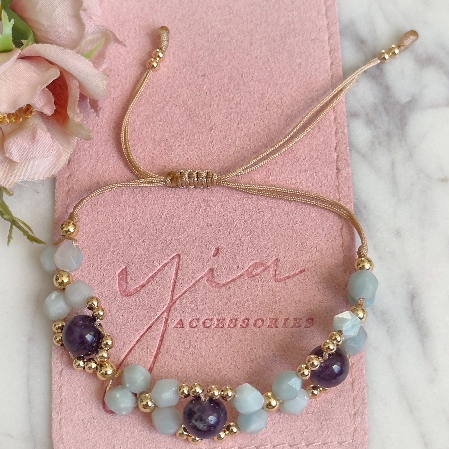 Frecuencia de Calma- Amethyst and Amazonite Bracelet
