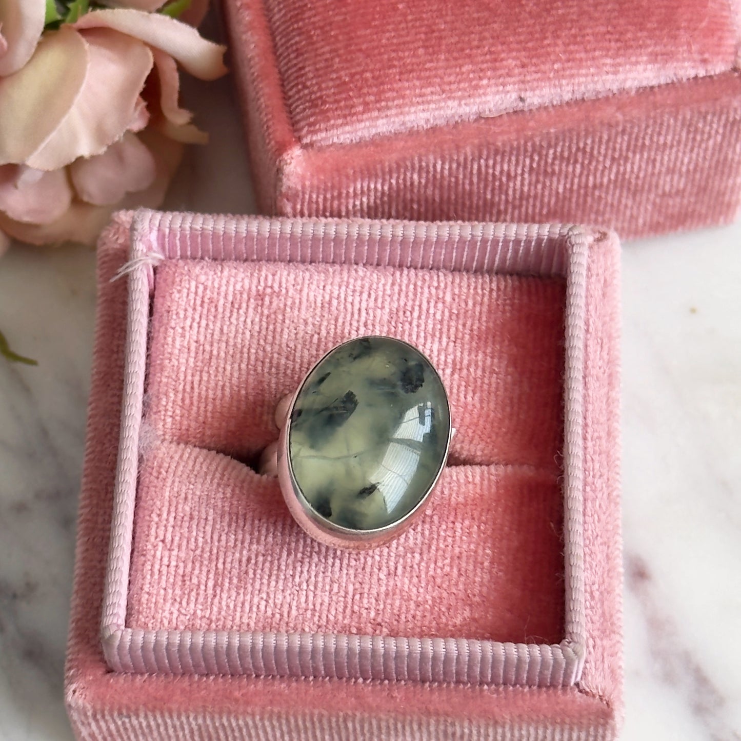 925 Silver Ring- Prehnite
