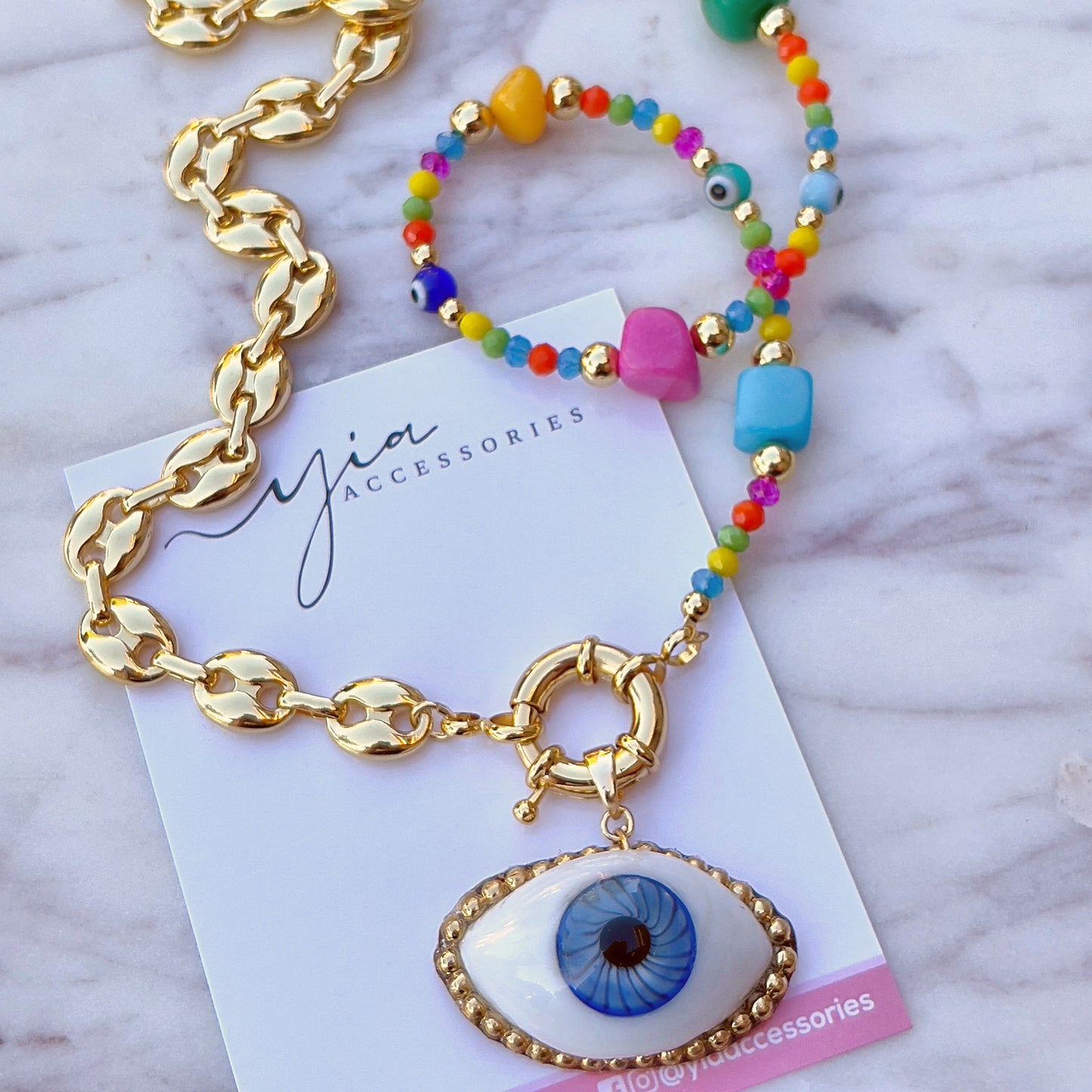 Duo Artesanal Evil Eye necklace