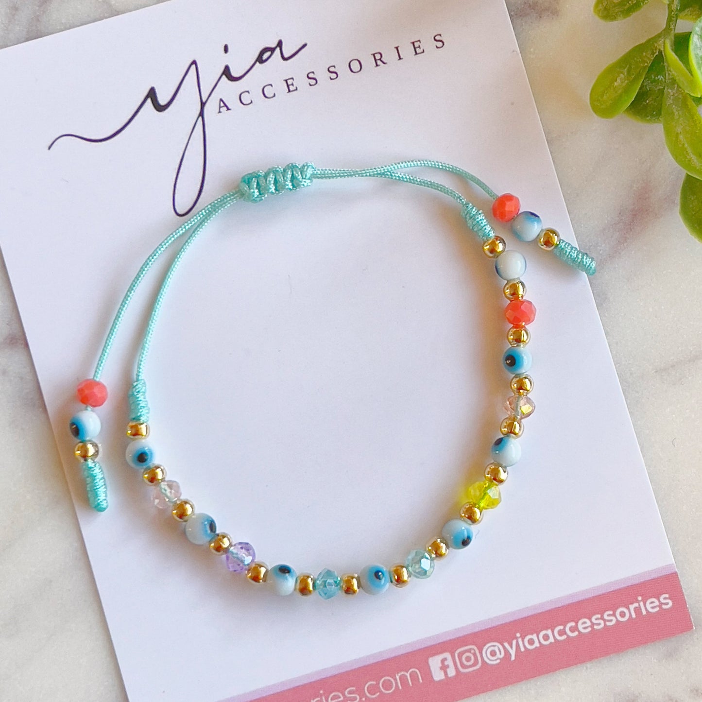 White Evil Eye multicolor Bead Bracelet
