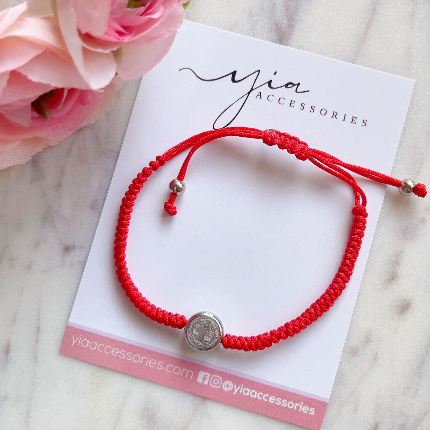 Mens Stainless Steel San Benito red string bracelet