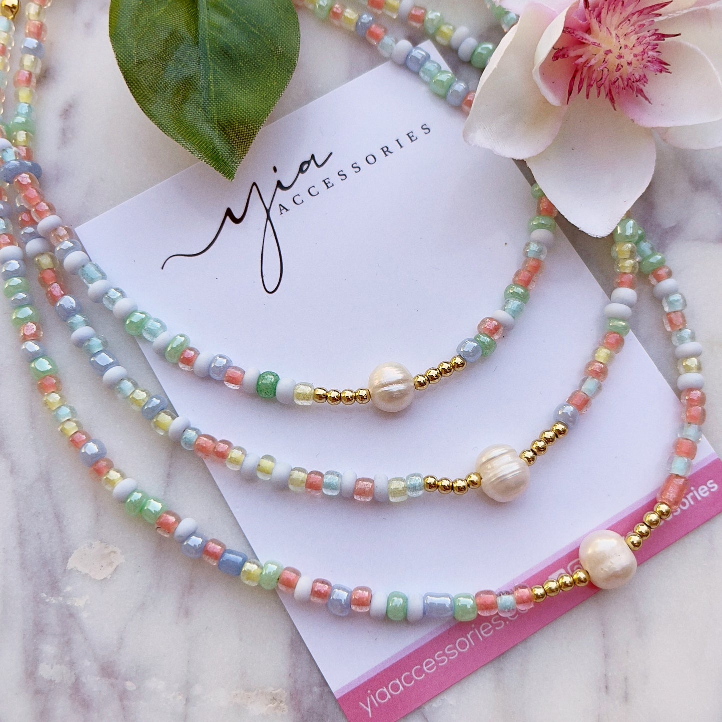 Pastel Spring pearl necklace