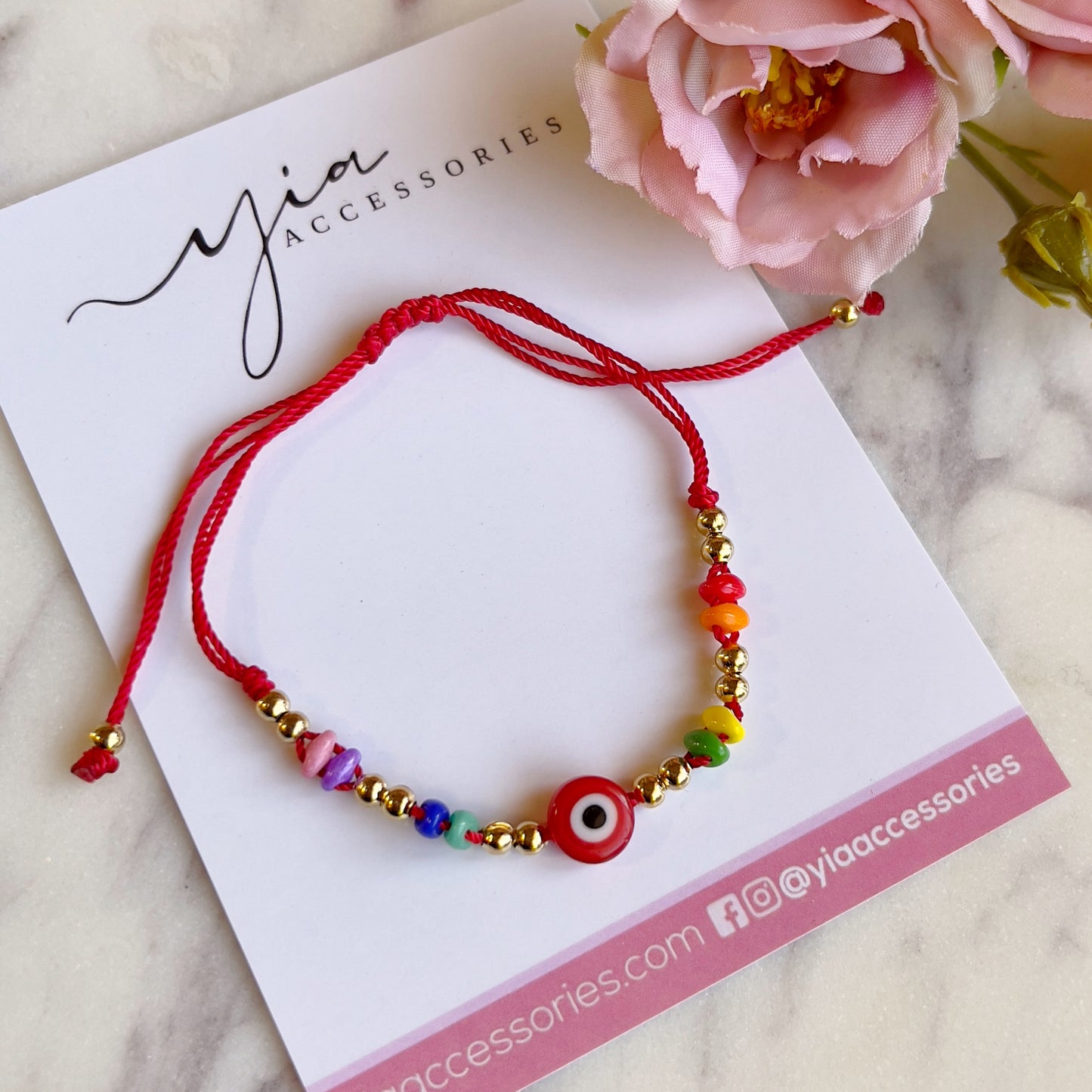 Red Evil Eye multicolor seed bead