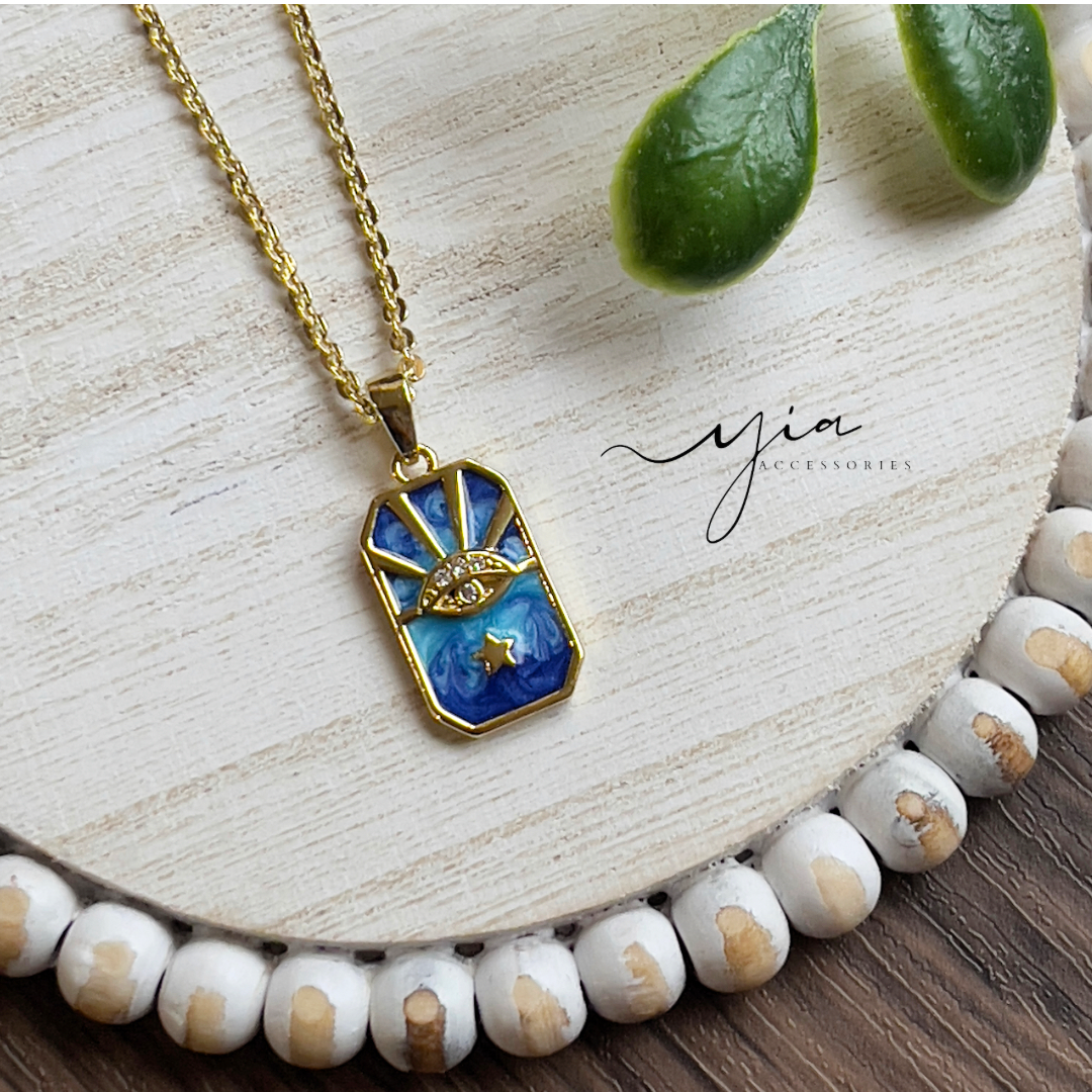 Blue Evil Eye Ray necklace
