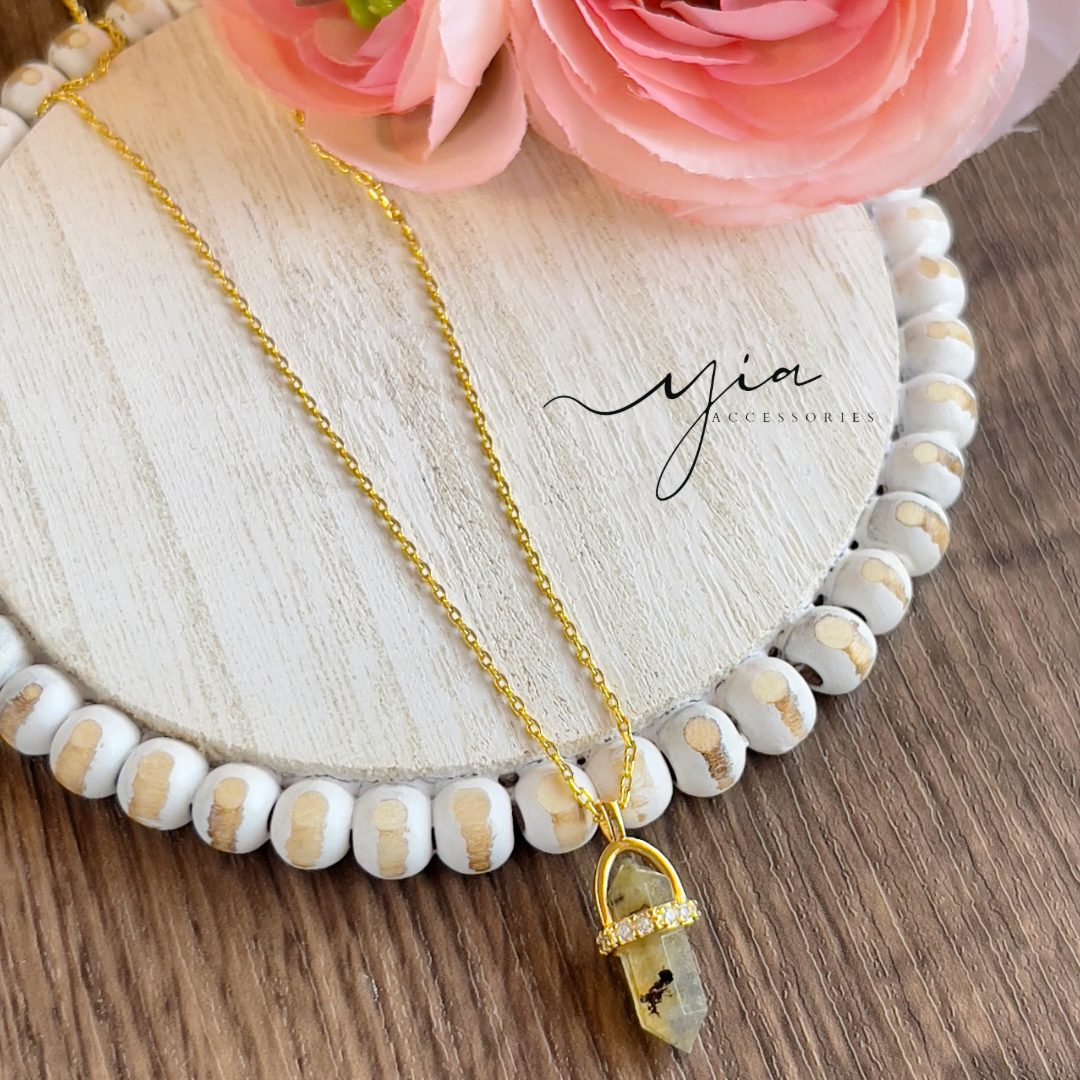 Dainty Natural Stone wand Necklace