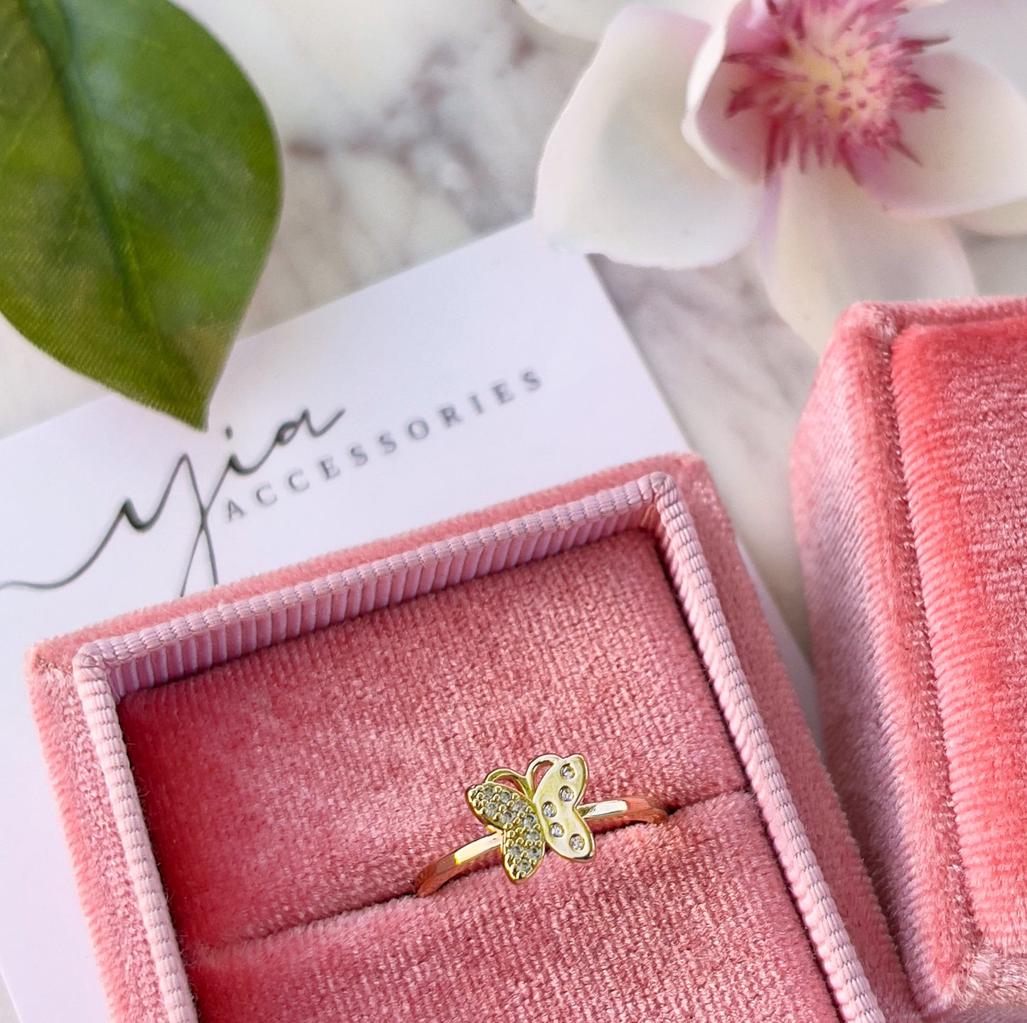 Dainty Butterfly CZ Ring