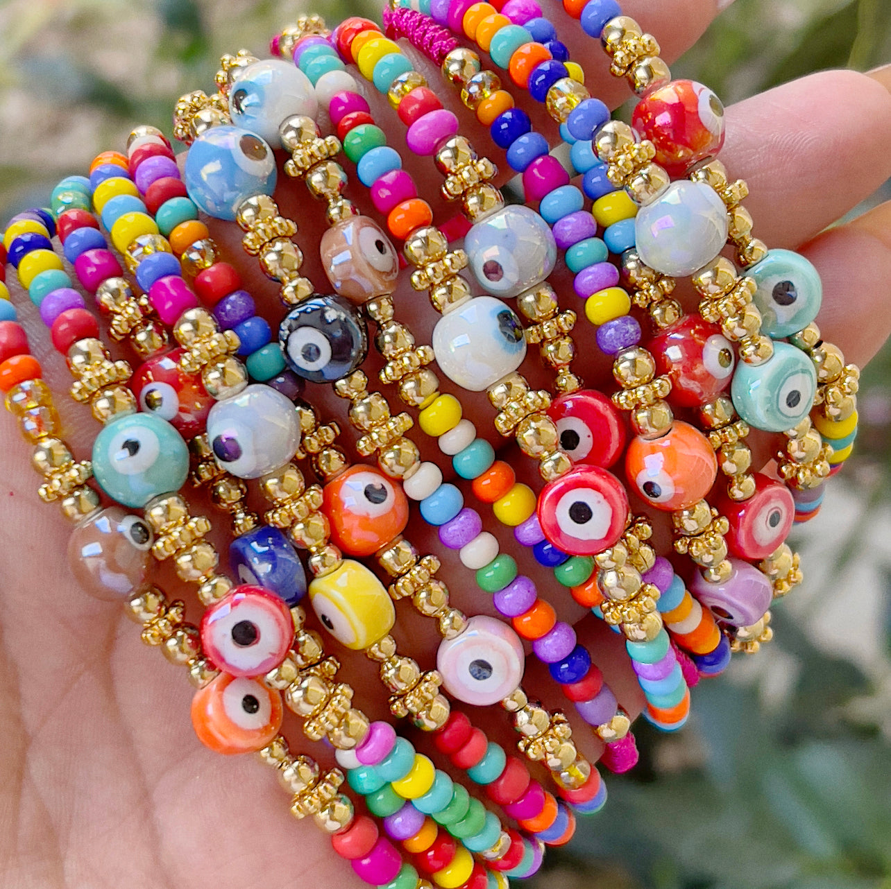 Ceramic Evil Eye multicolor bracelet