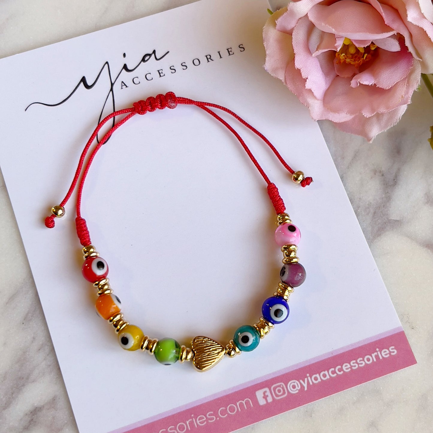Heart Charm Multicolor Evil Eye