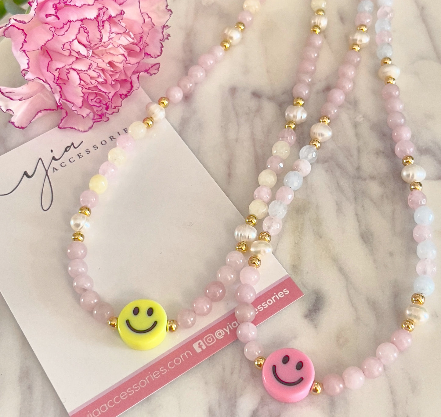 Happy Summer Rose Quartz choker