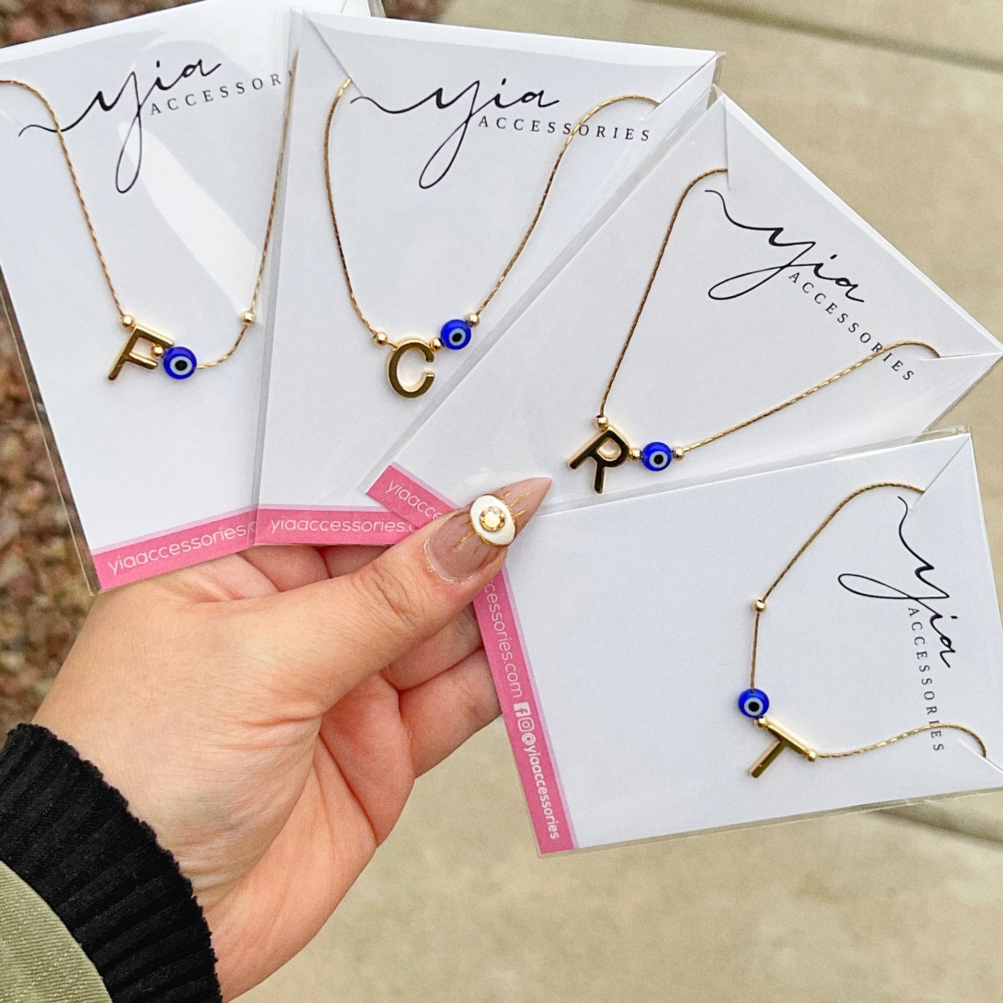Inicial Necklace with Evil Eye