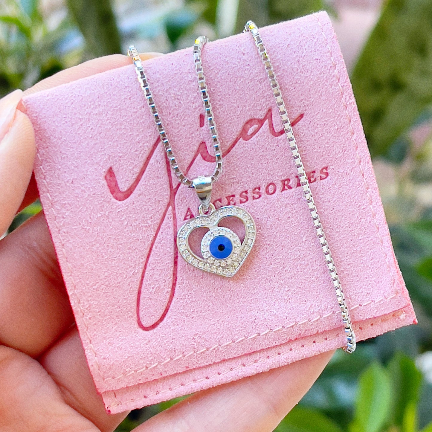 Blue Evil Eye Heart Necklace