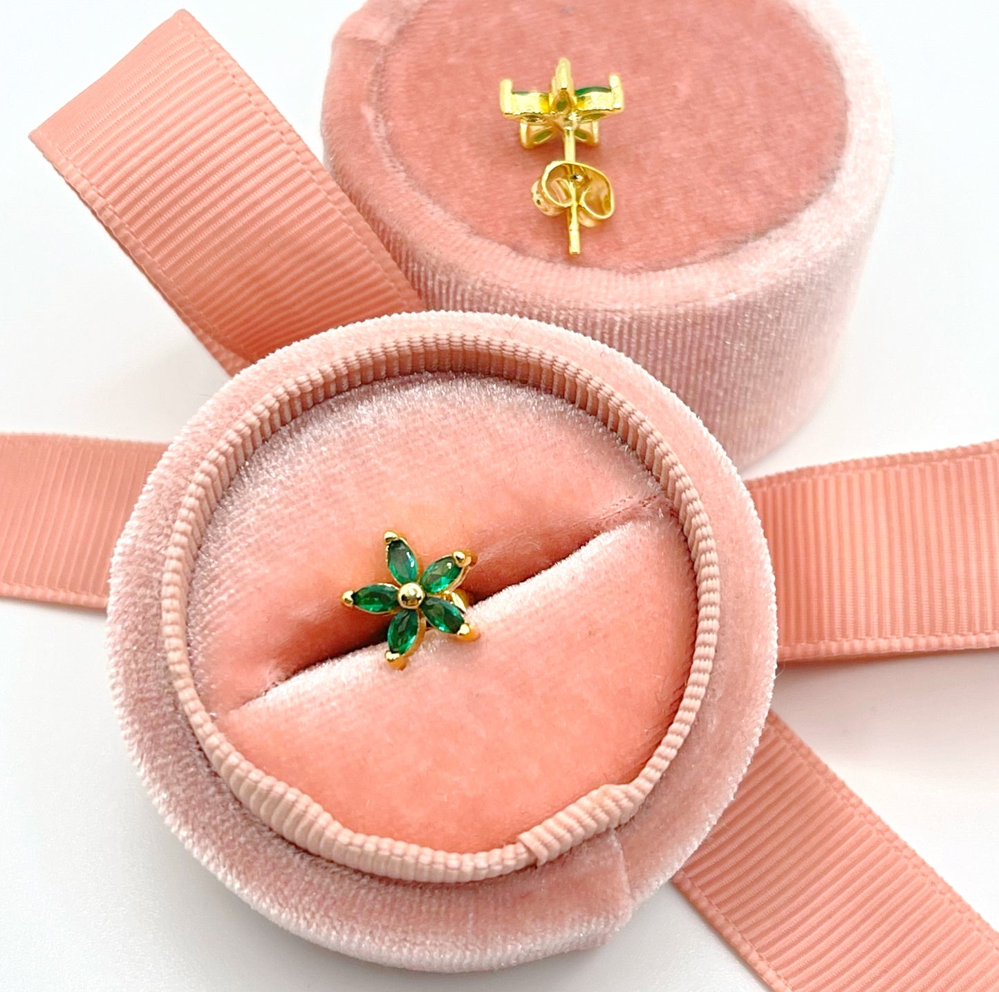 Emerald Flower studs