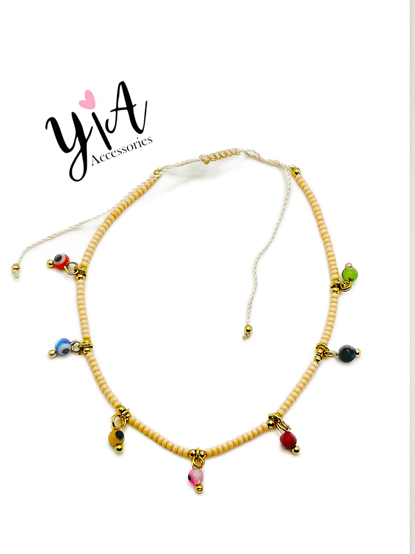 Tobillera/ Anklet de ojitos colgantes (+)