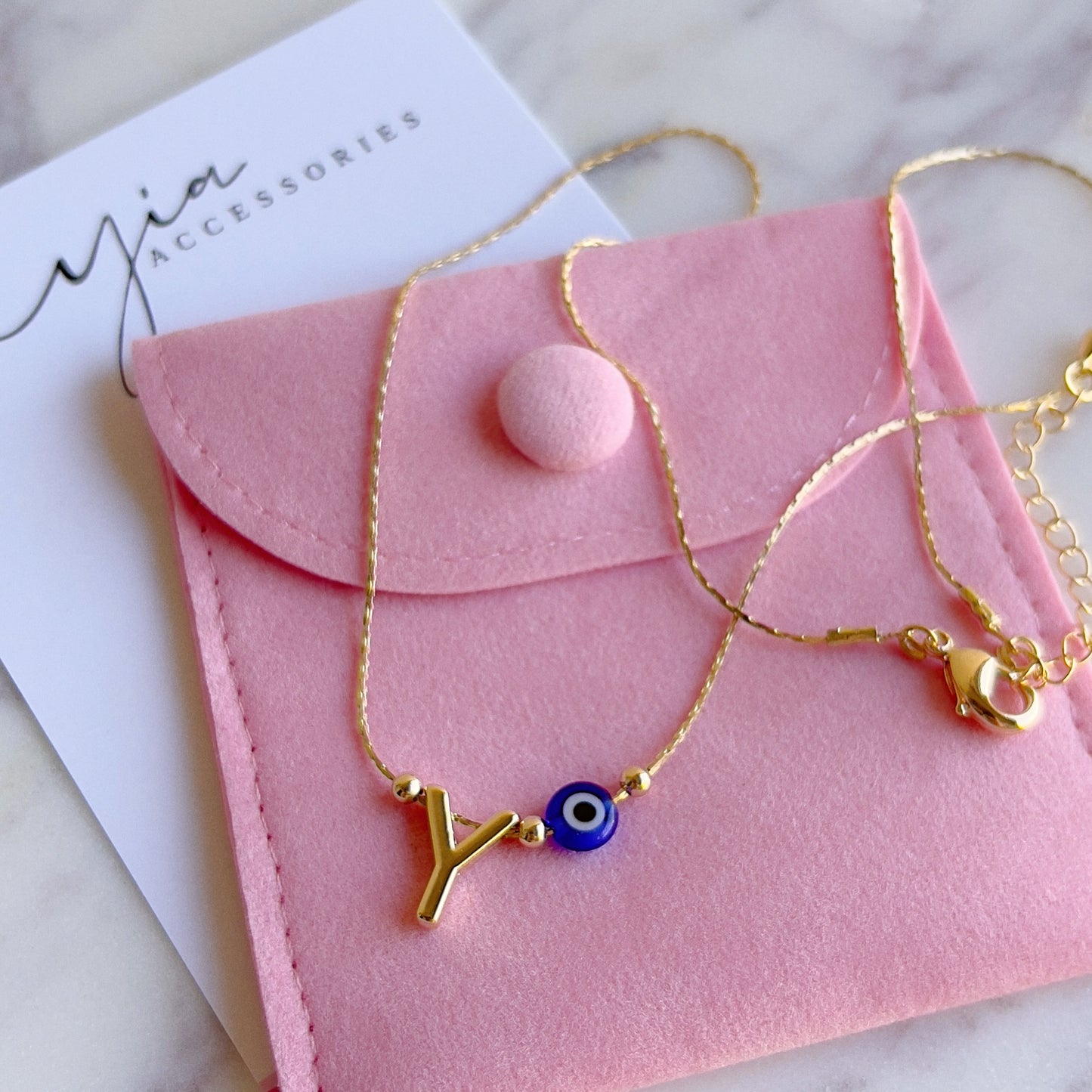 Inicial Necklace with Evil Eye