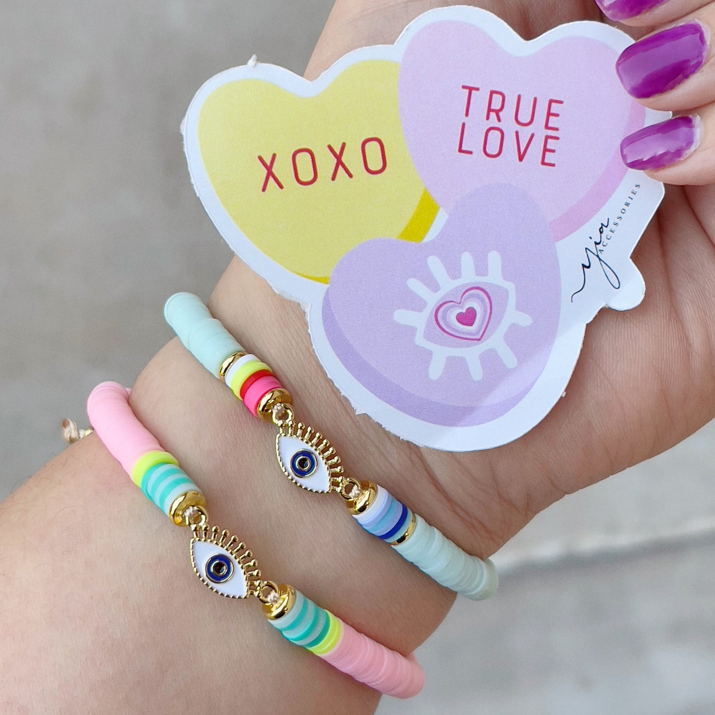 Pastel Evil Eye pave bracelet