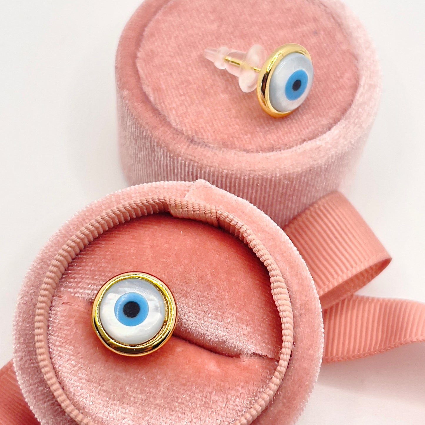 Large Shell Evil Eye Studs