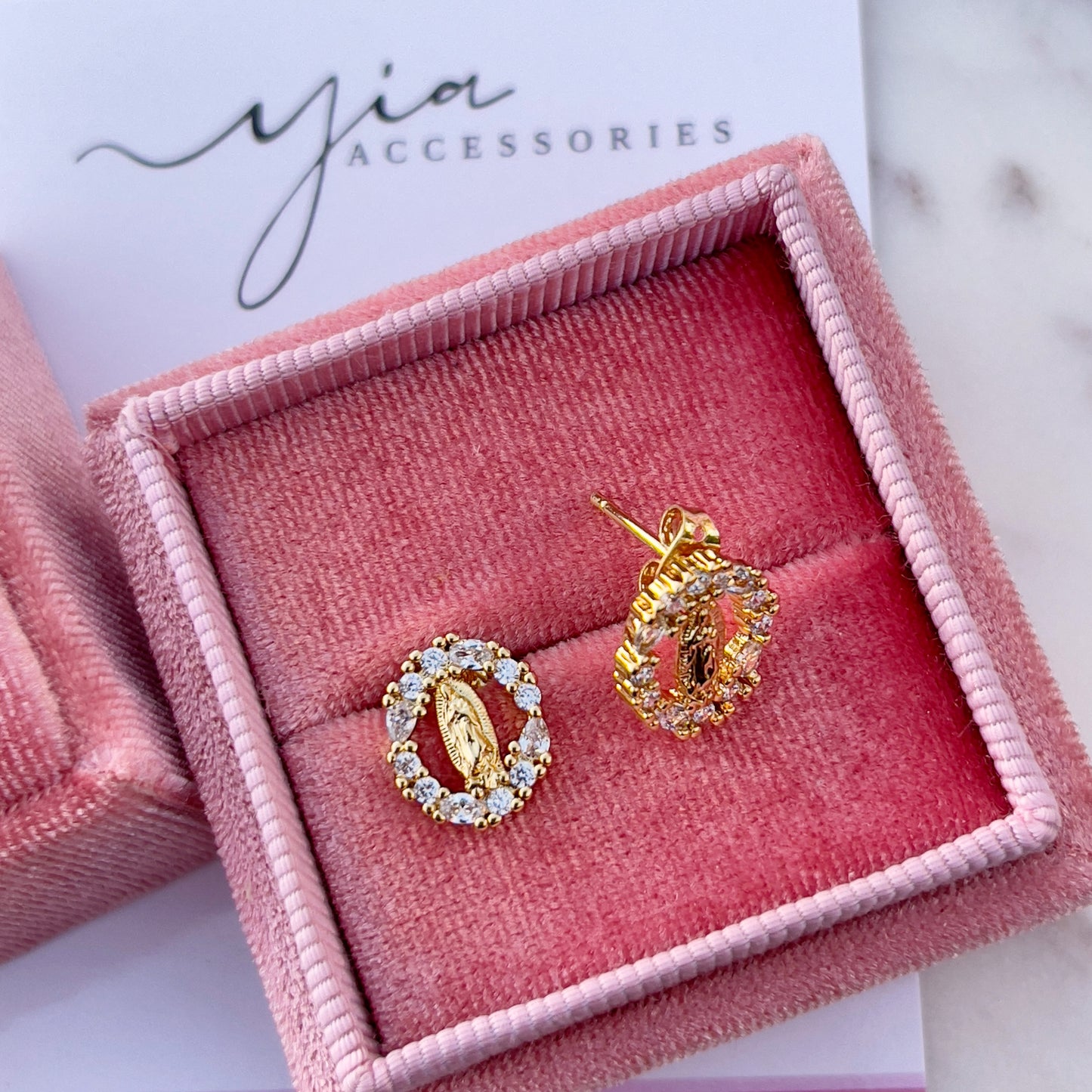 Virgin Mary CZ Studs