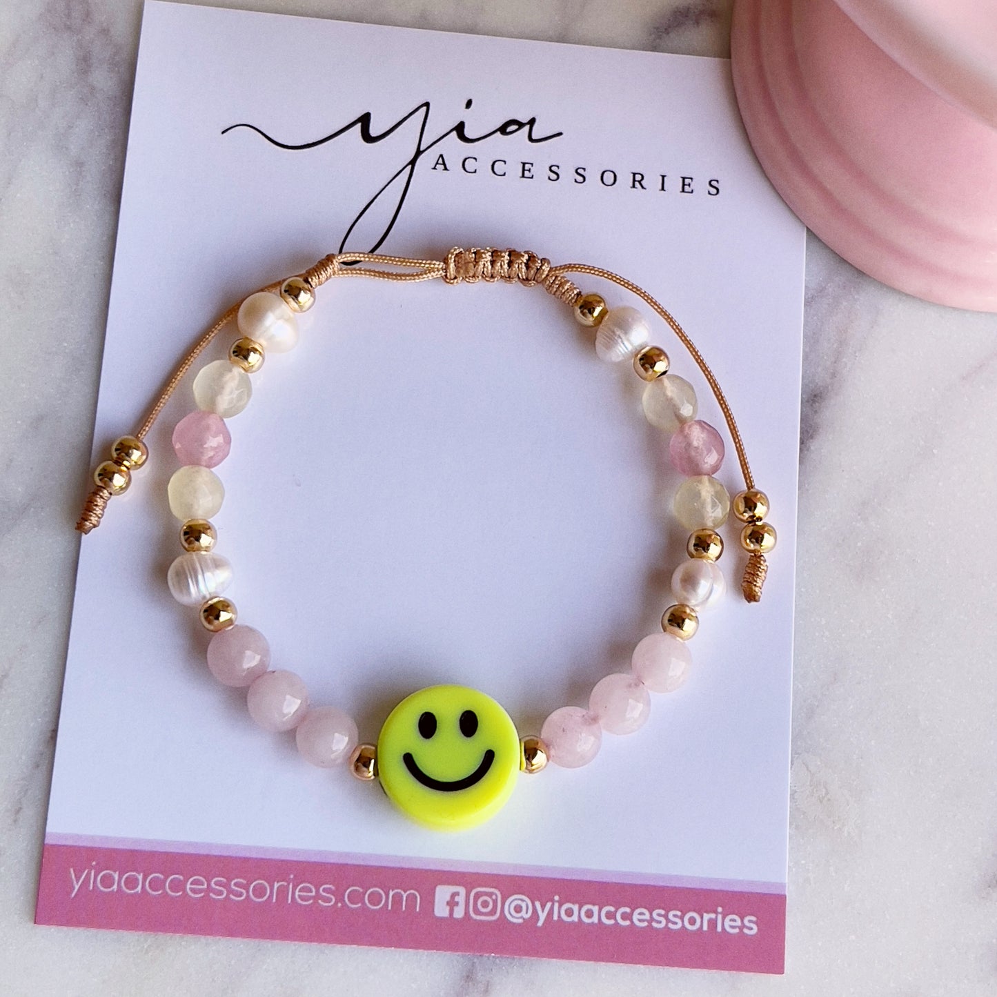 Summer Rose Quartz Adjustable Bracelet