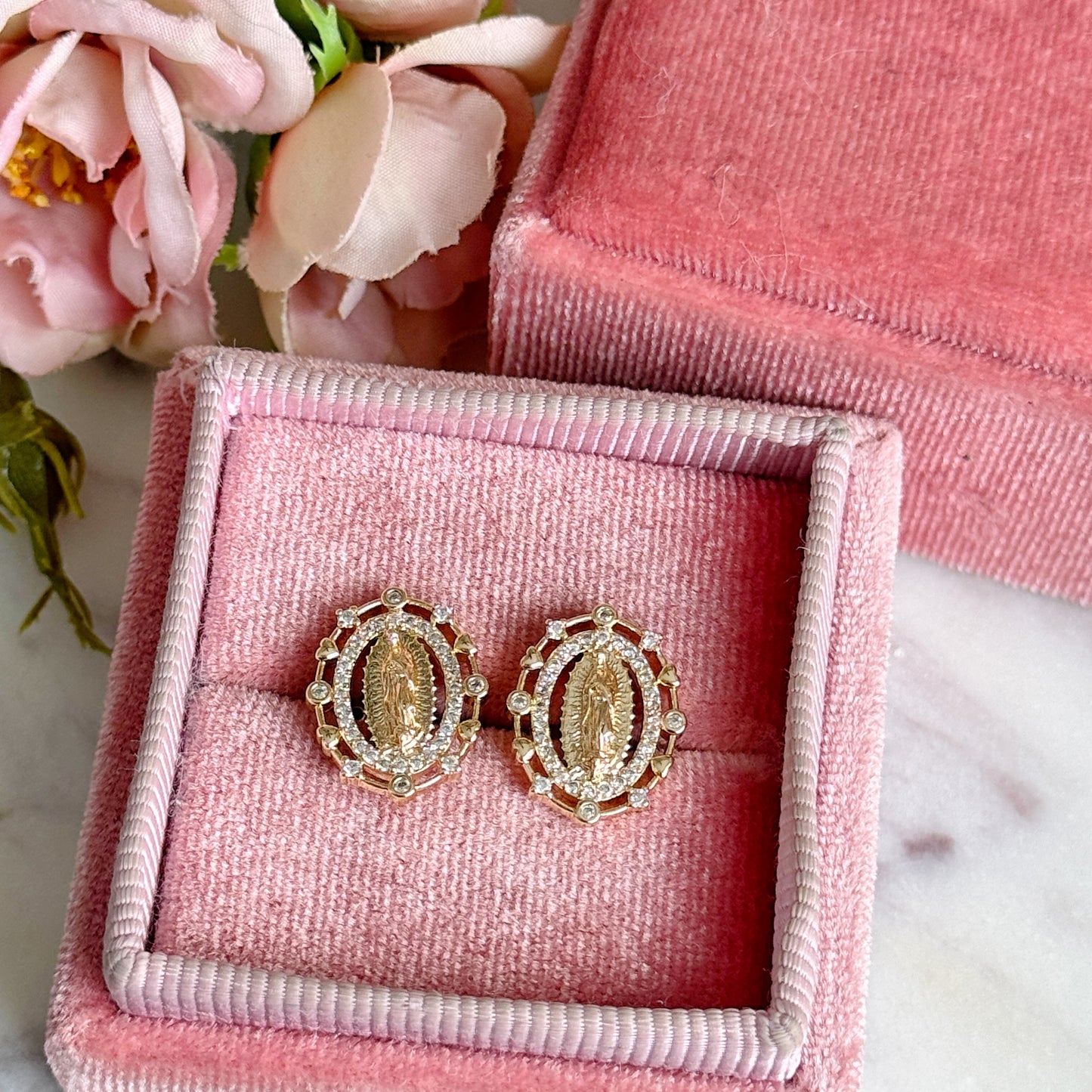 Virgencita Rose Gold Stud Earrings