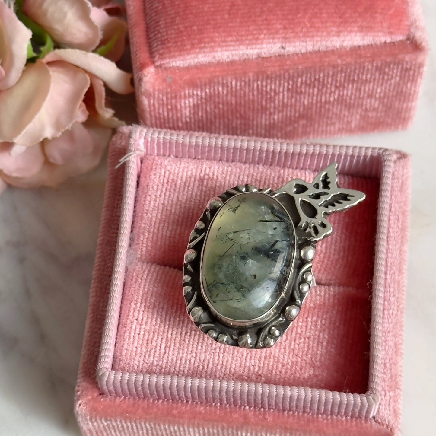 925 Silver Ring- Prehnite