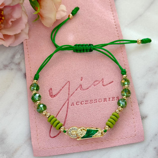 San Judas Green Crystal Bracelet