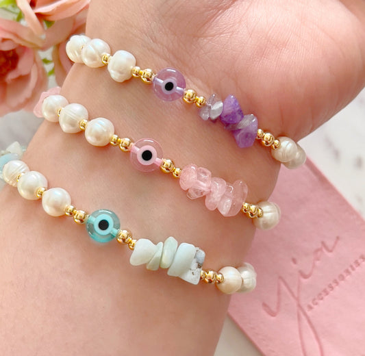 Healing Evil Eye Pearl bracelet