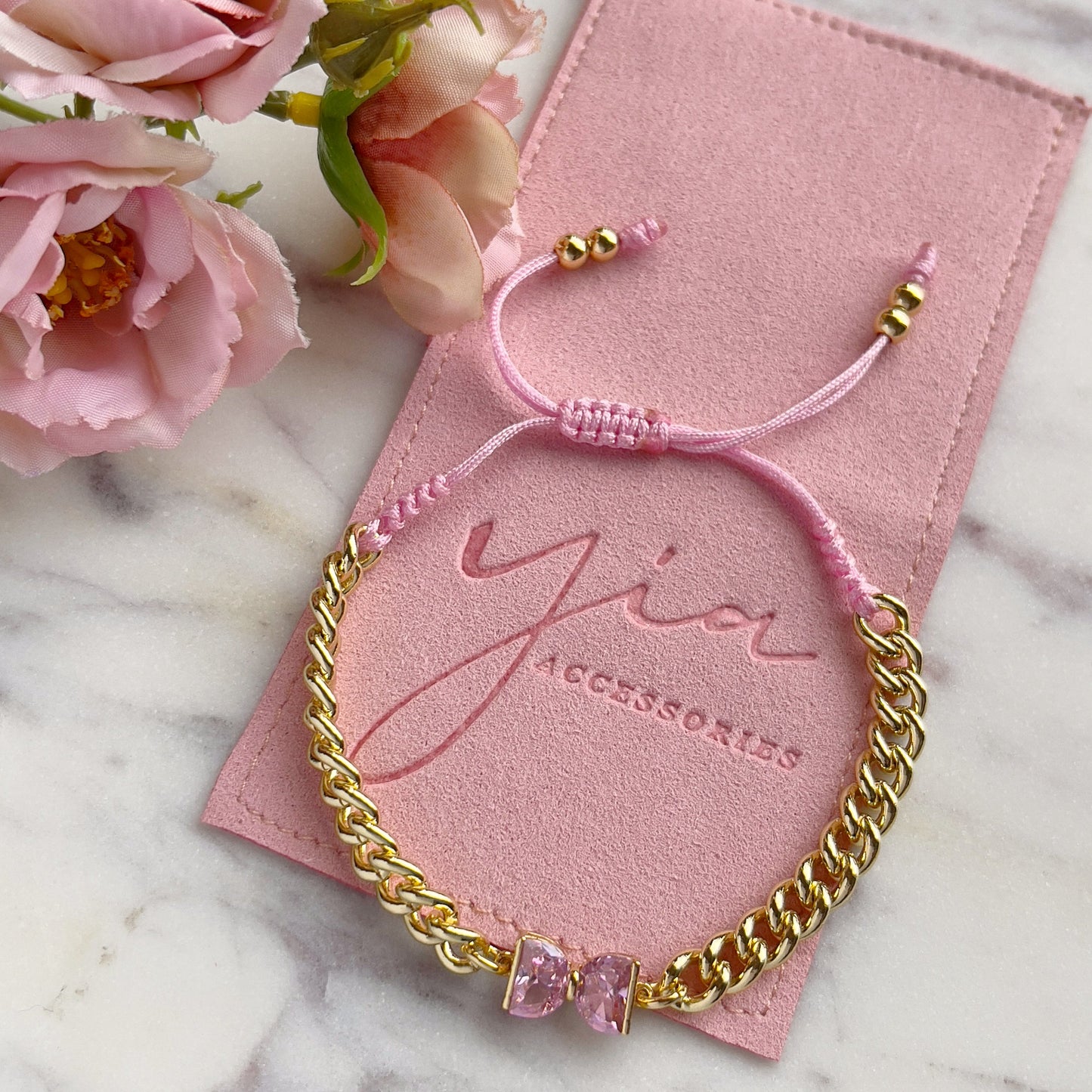 Pink bow coquette bracelet